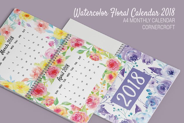 水彩画花卉日历2018 Watercolor Flower Calendar 2018