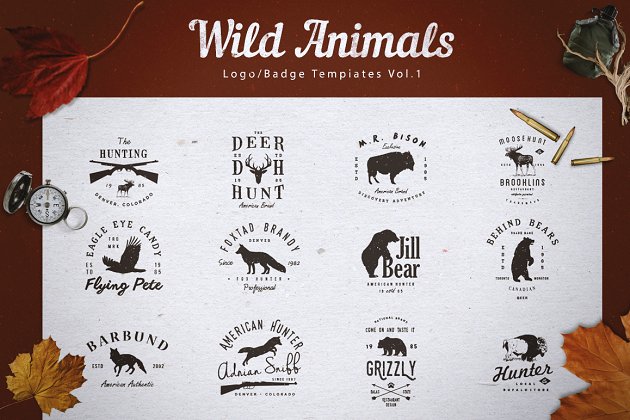 野生动物logo设计模板 Wild Animals Logo/Badge Templates v1