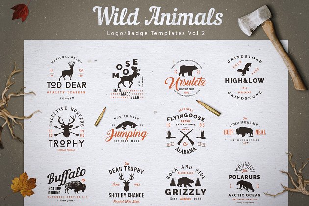 野生动物logo模板 Wild Animals Logo/Badge Templates v2