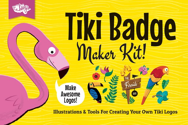 热带主题Logo和徽章创意设计包 Tiki Logos and Badge Maker Kit