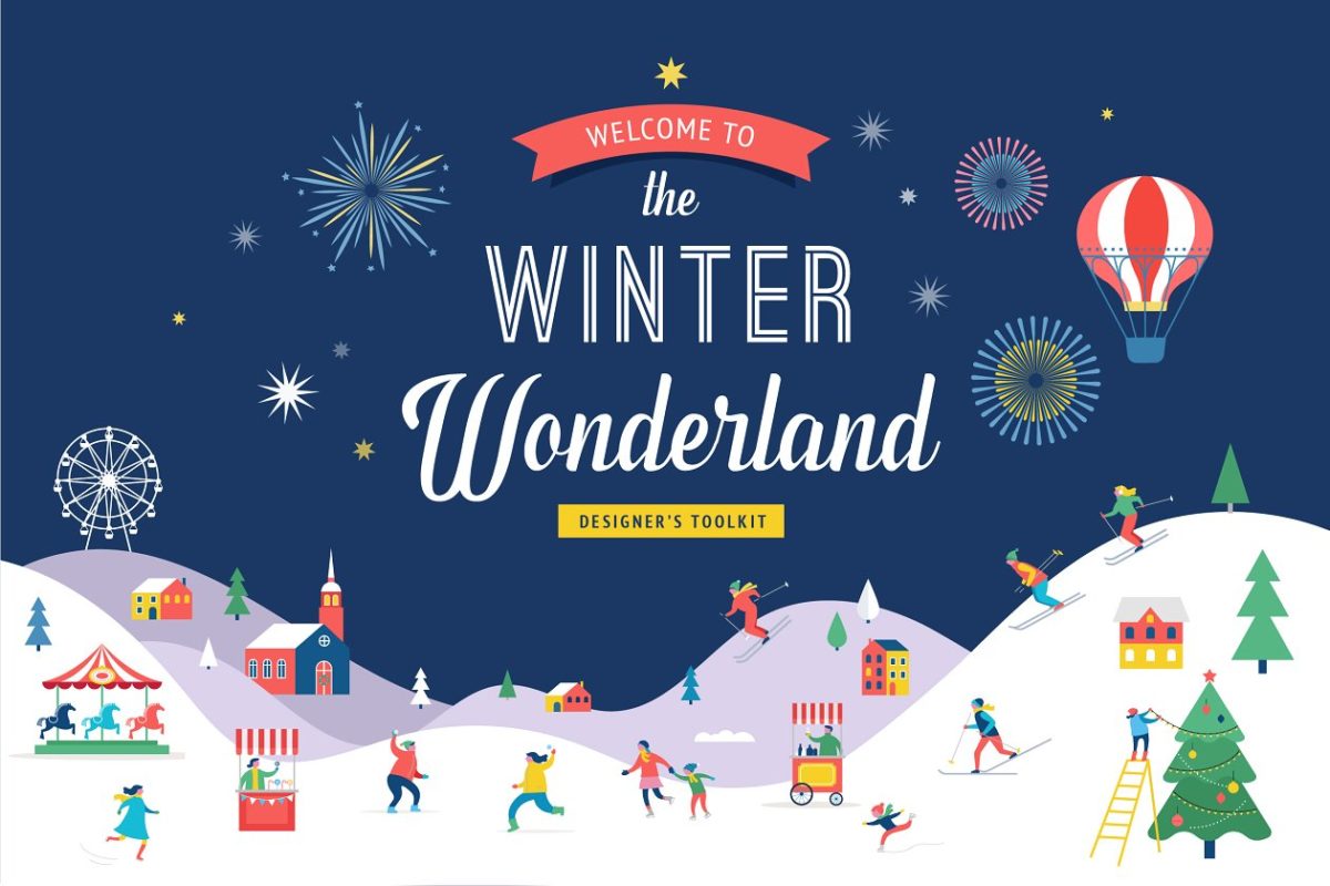 冬季仙境设计师插画工具包 Winter wonderland designer’s toolkit