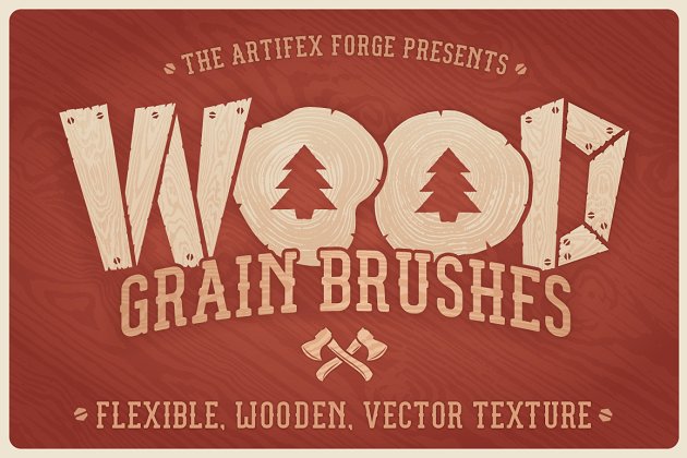 有趣的木纹画笔笔刷 Wood Grain Brushes