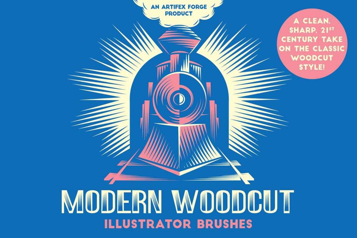 现代木刻画笔笔刷 Modern Woodcut Brushes
