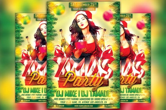 圣诞节派对活动海报模板 Xmas Party Flyer Template