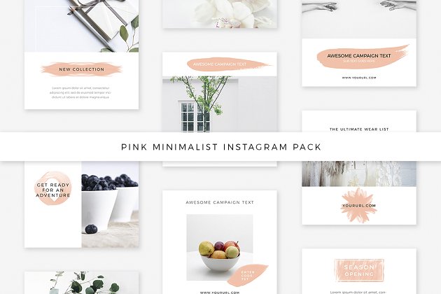 粉红色的极简主义Instagram包 Pink Minimalist Instagram Pack
