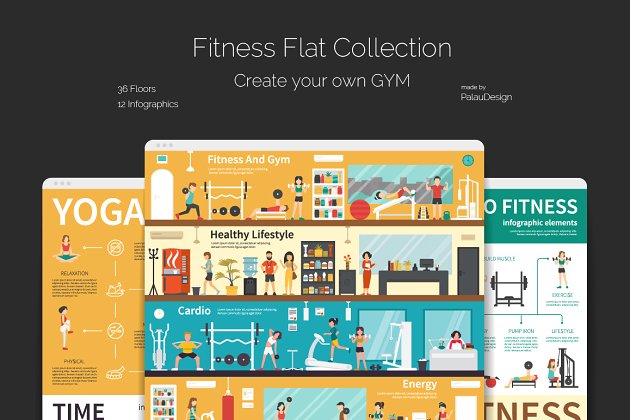 扁平化健身插画 Fitness Flat Collection
