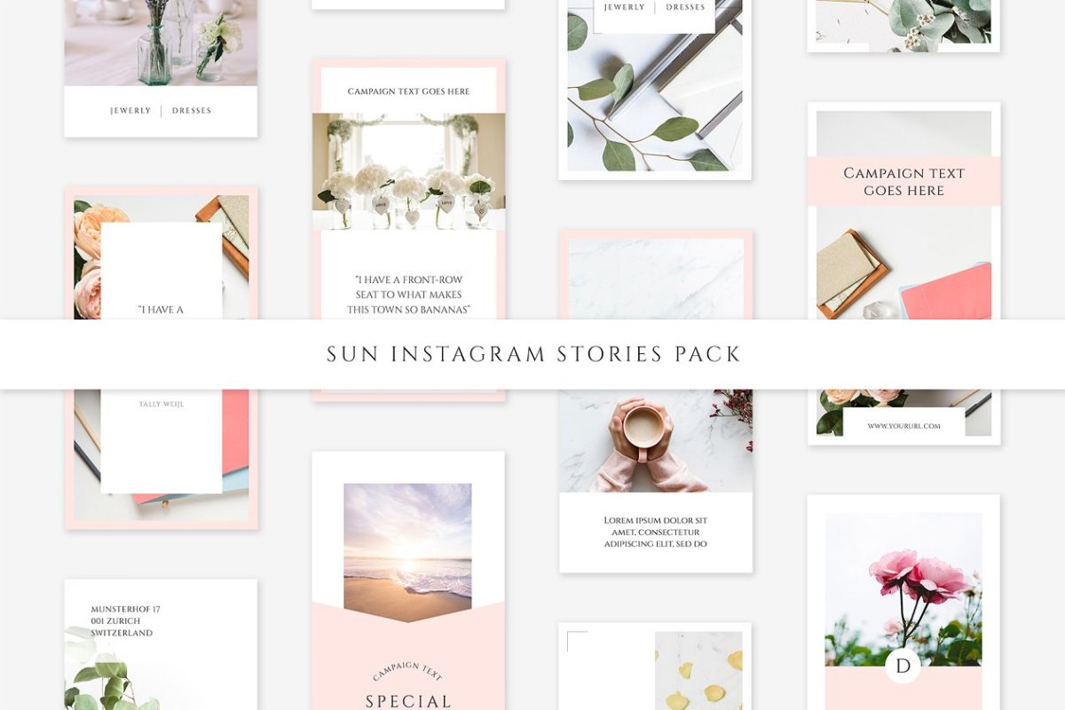 阳光的社交卡片模板 Sun Instagram Stories Pack