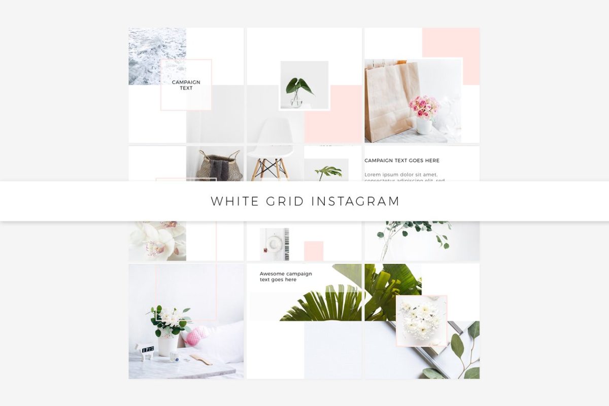 白色社交图片模板 White Grid Instagram