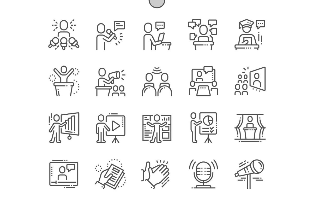 公共演讲图标素材 Public Speech Line Icons