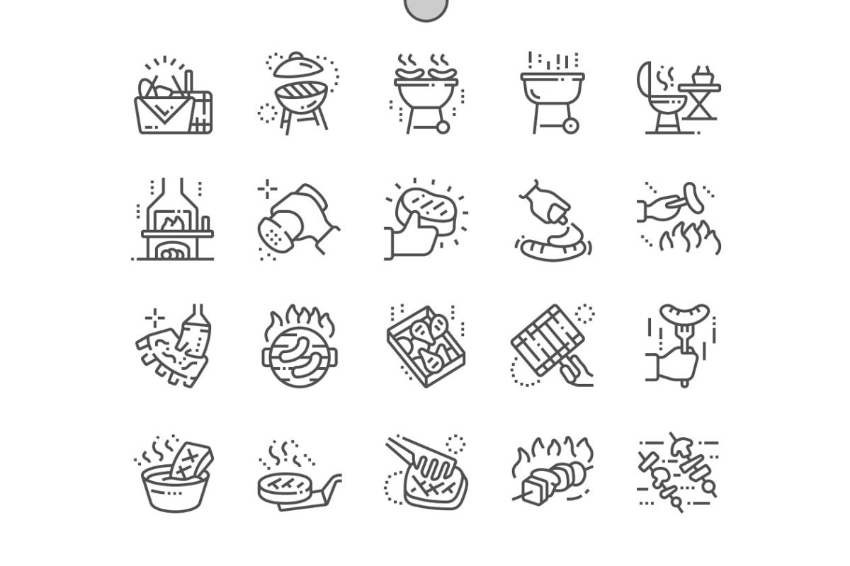 烧烤线性图标素材 Barbecue Line Icons