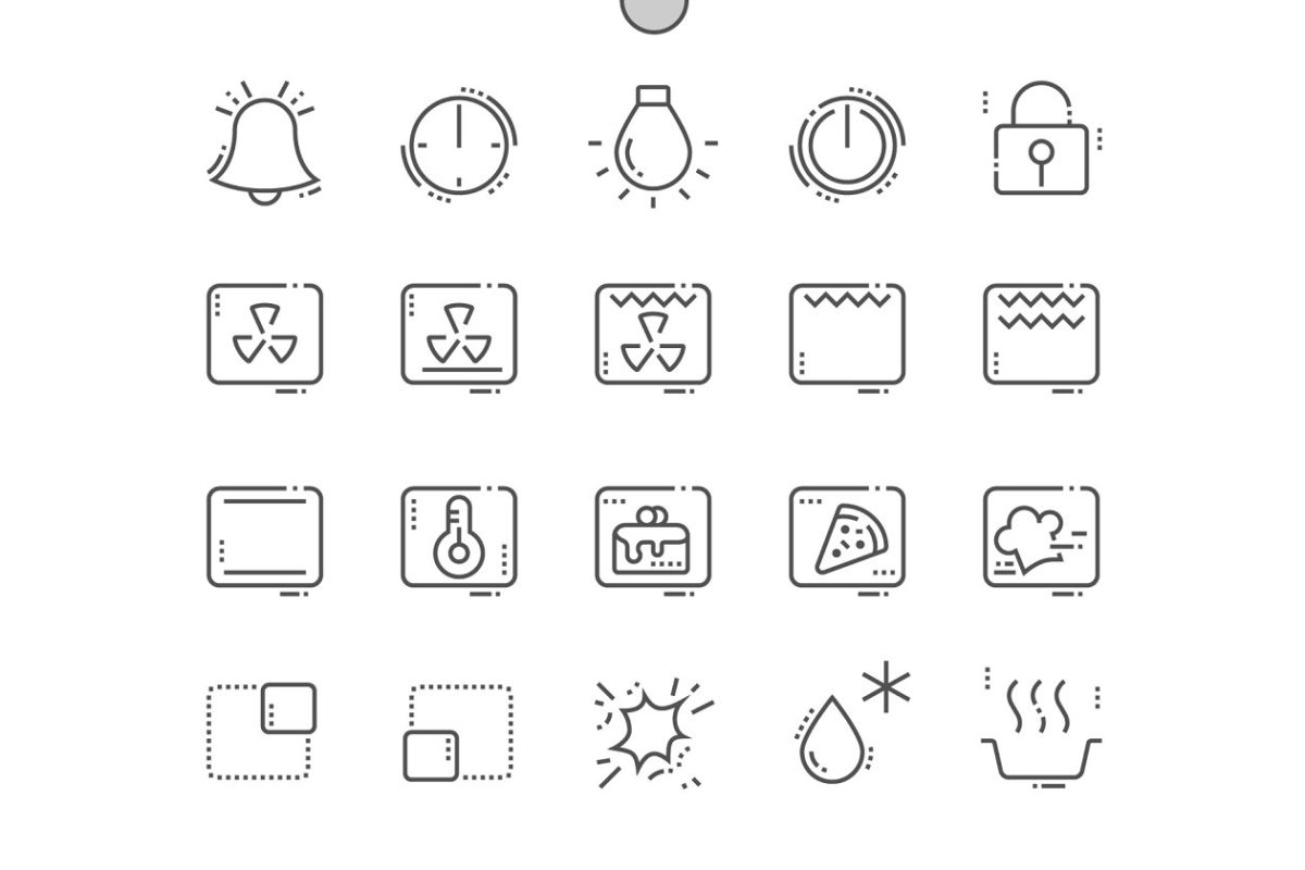 烤箱符号图标素材 Oven Symbols Line Icons