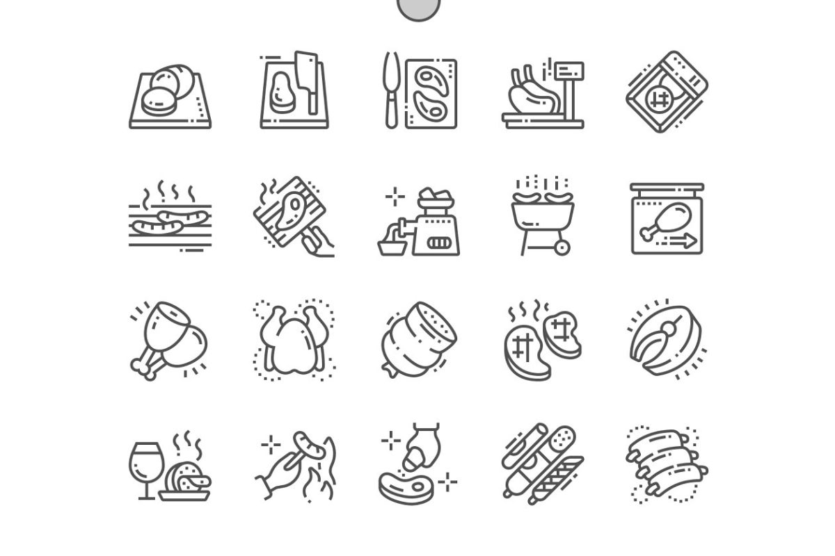 肉的矢量图标素材 Meat Line Icons