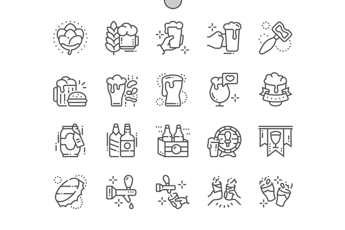 啤酒线条图标素材 Beer Line Icons