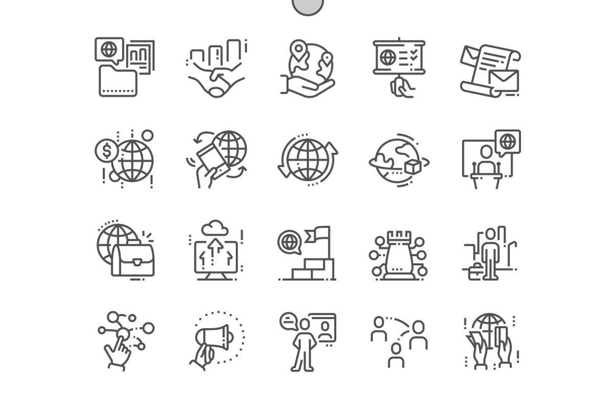 全球商务图标素材 Global Business Line Icons