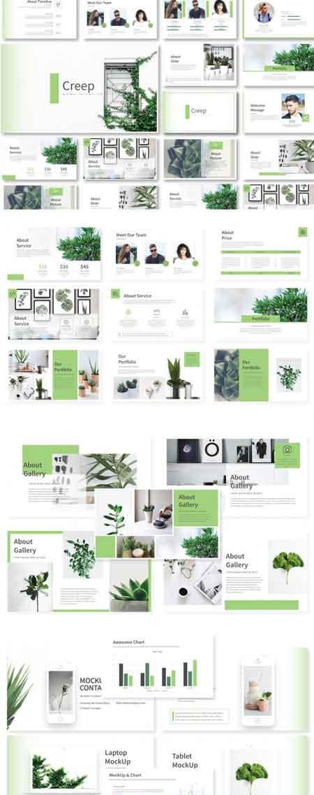 绿色植物主题演示模板