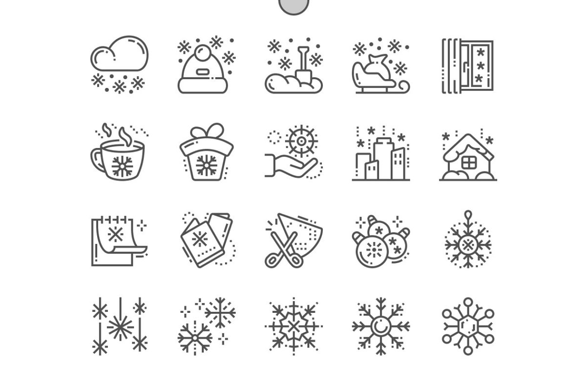 雪花图标素材 Snowflakes Line Icons