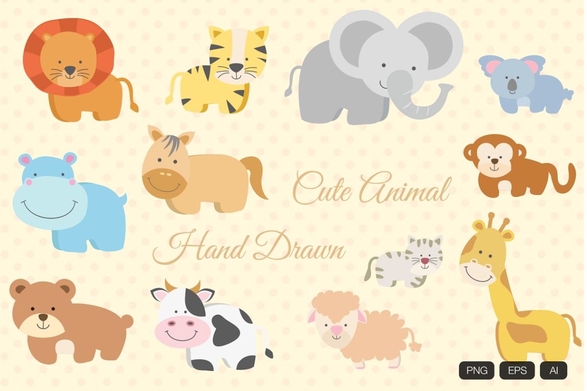 手绘动物插画12 Animal Hand Drawn