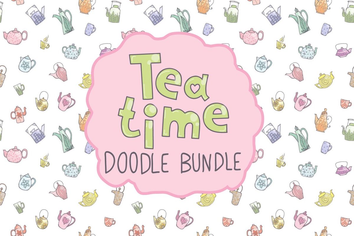 喝茶时光的绘画包 Tea time doodle bundle.