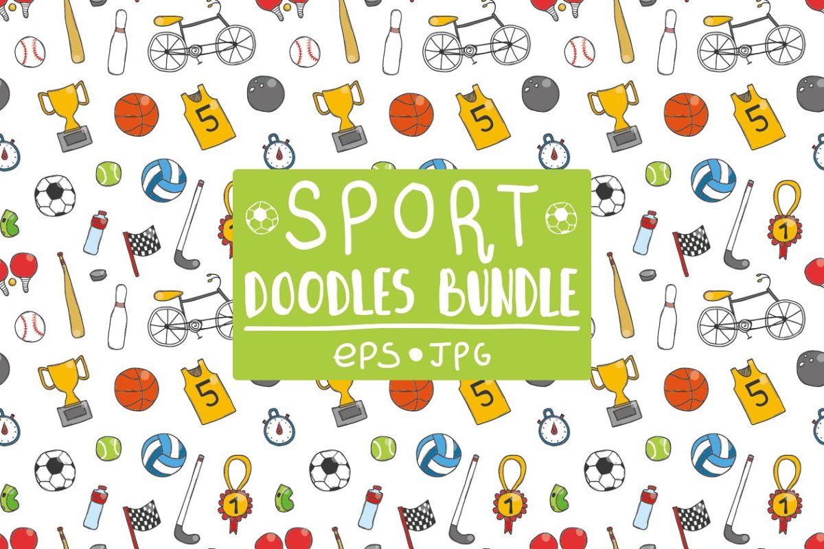 运动涂鸦图标素材 Sports doodle bundle.