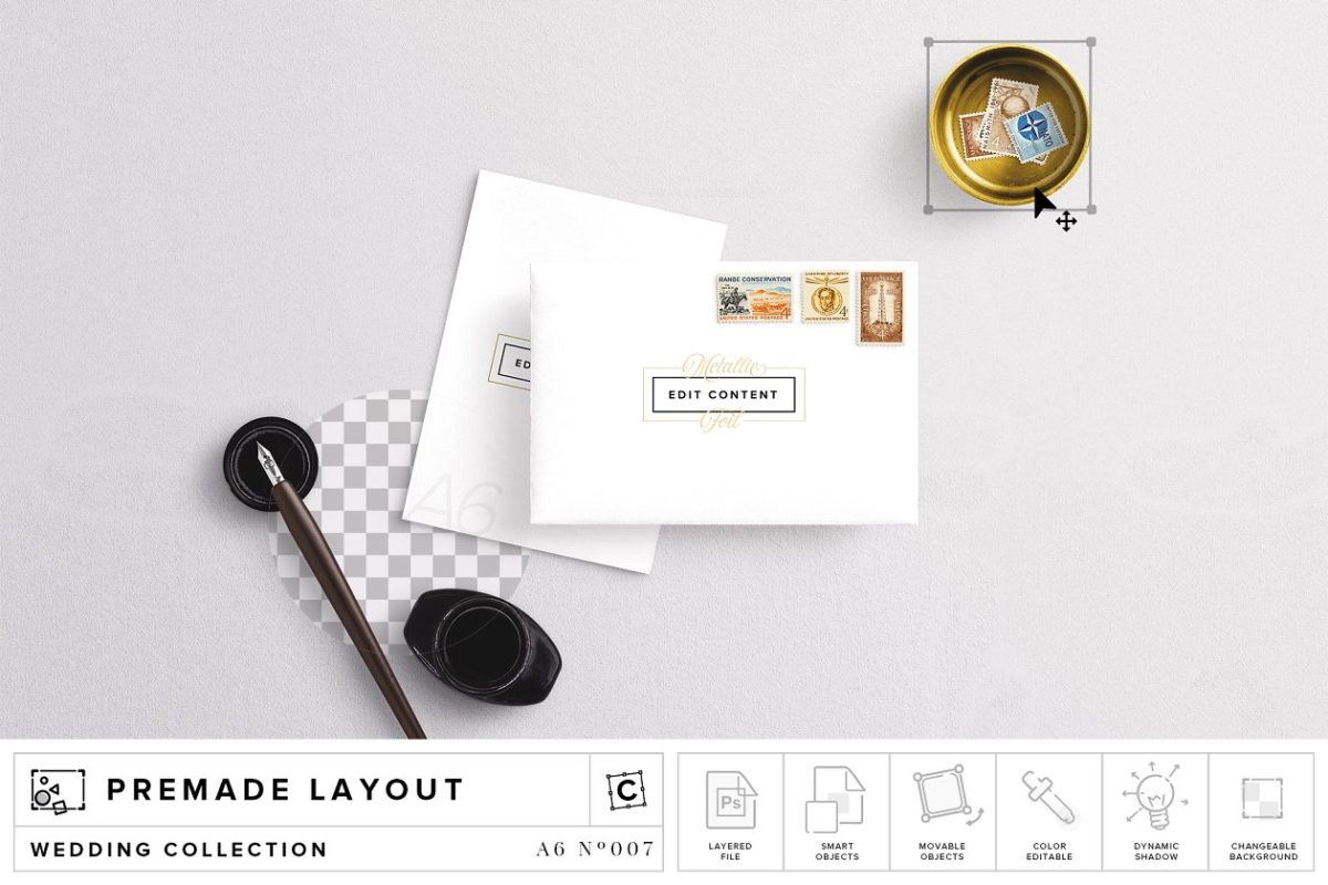信封卡片样机模板 Envelope & Card Mockup