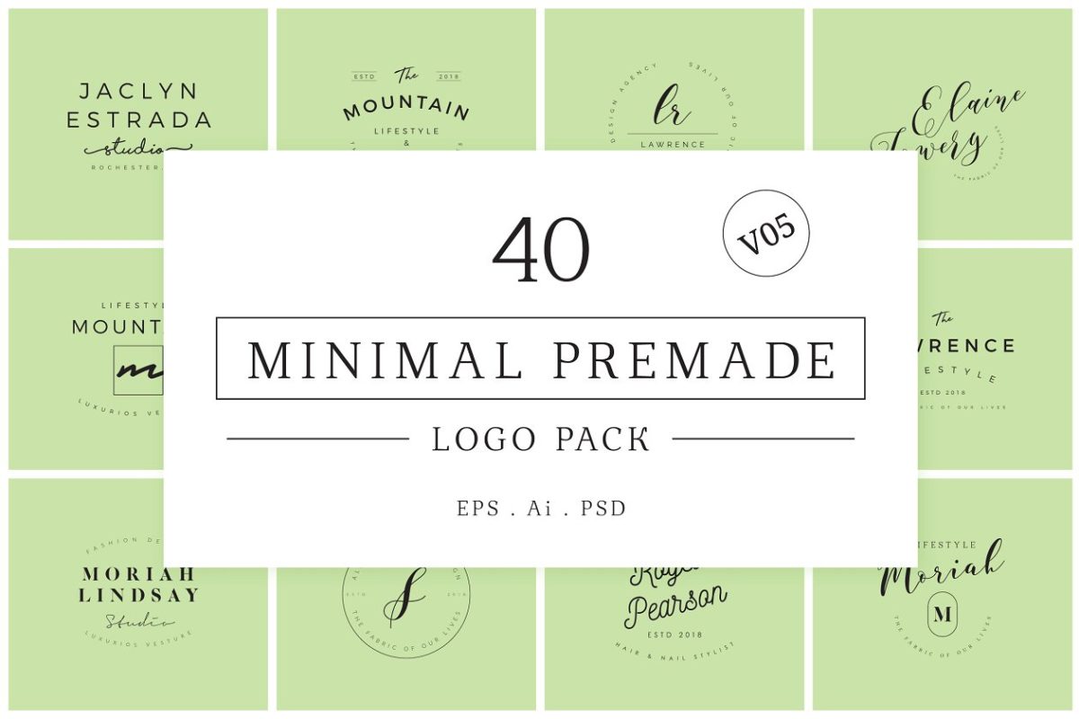 极简主义logo素材 Minimal Premade Logo Bundle V05