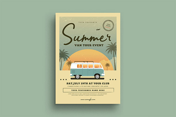高端时尚的优雅夏天旅游海报传单DM设计模板