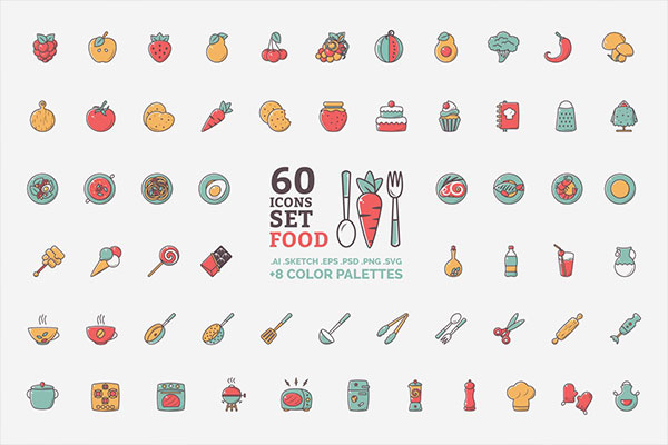 60个即用食品主题图标icon大集合