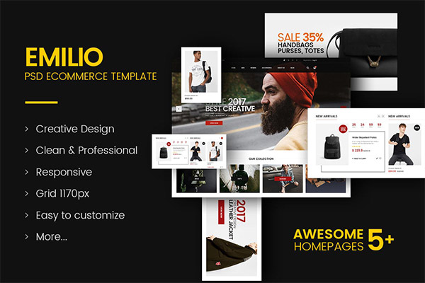高端时尚电子商务网站设计模板（photoshop）