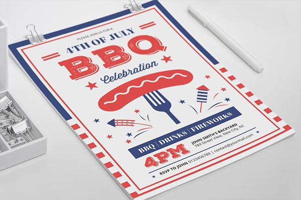 时尚简约的高端烧烤BBQ海报传单DM设计模板