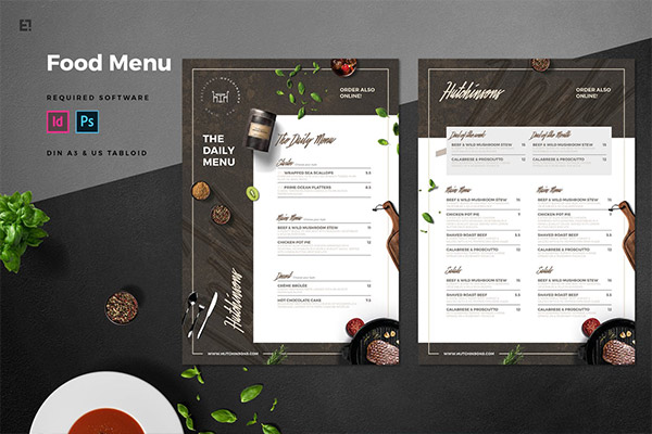 高品质的高端高级餐厅菜谱菜单设计模板