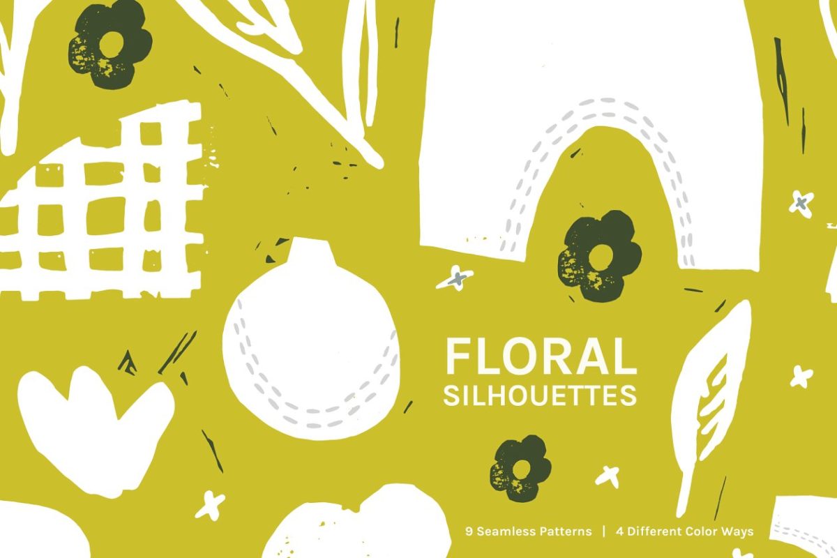 花卉无缝图案背景纹理 Floral Silhouette | Seamless Pattern