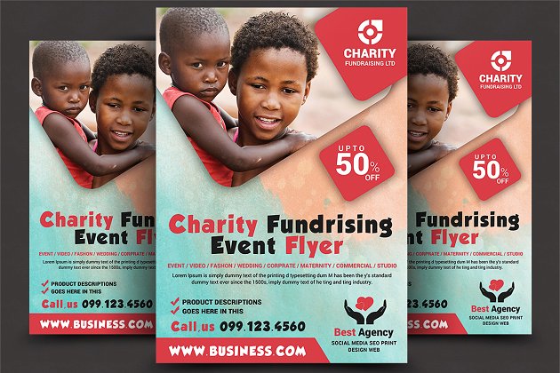 慈善机构募捐海报模板 Charity Fundraisers Flyer Templates