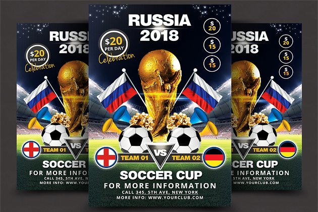 足球杯宣传单模板 Soccer Cup Flyer Template