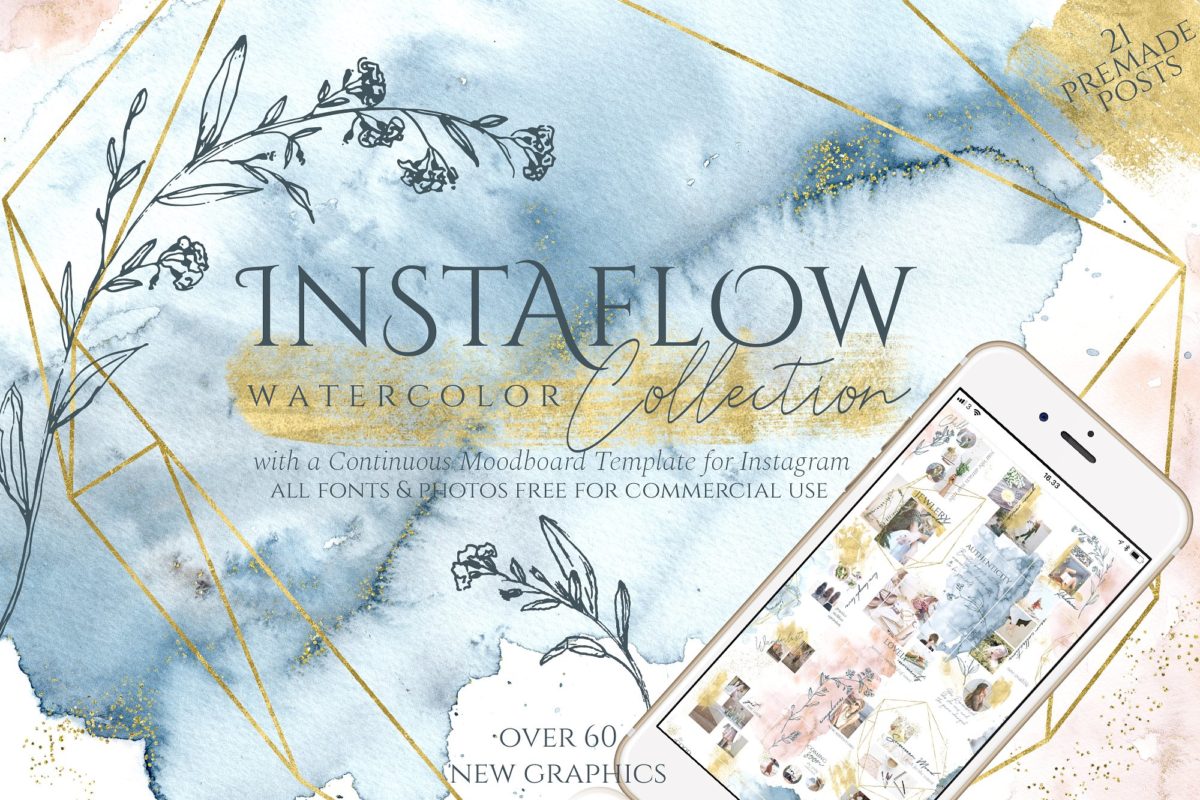 优雅水彩模板 Instaflow Watercolors & Template