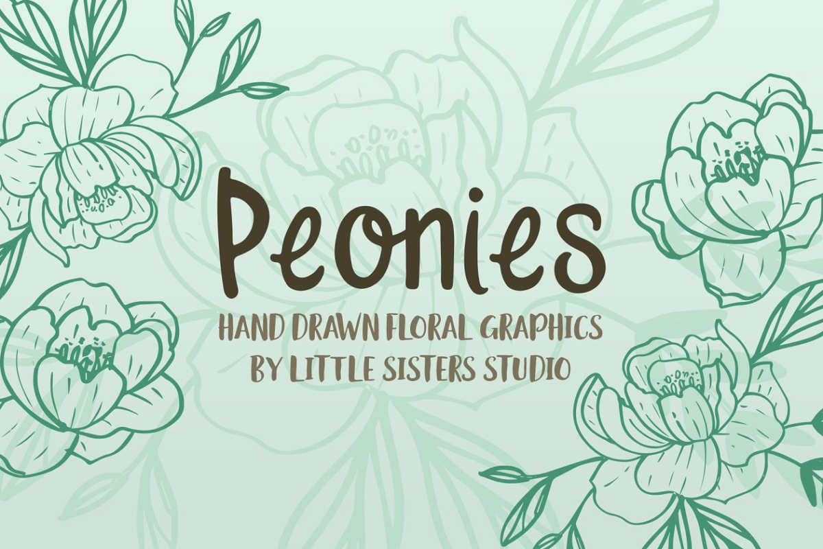 漂亮的手写设计字体 Pretty Peonies