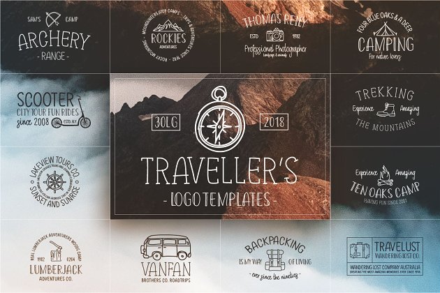 经典logo设计素材 Retro Travel Logos & Fonts