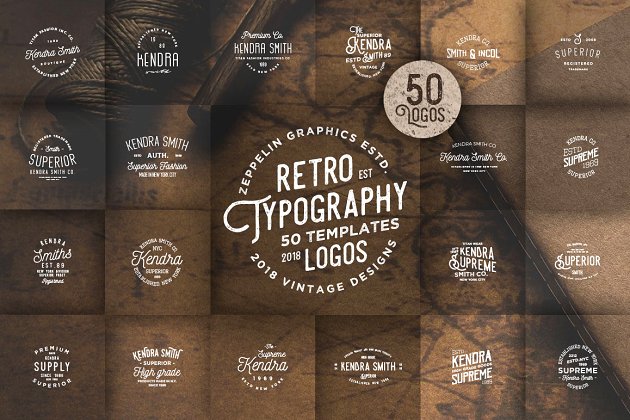 经典logo设计模板 50 Vintage Typography Logos