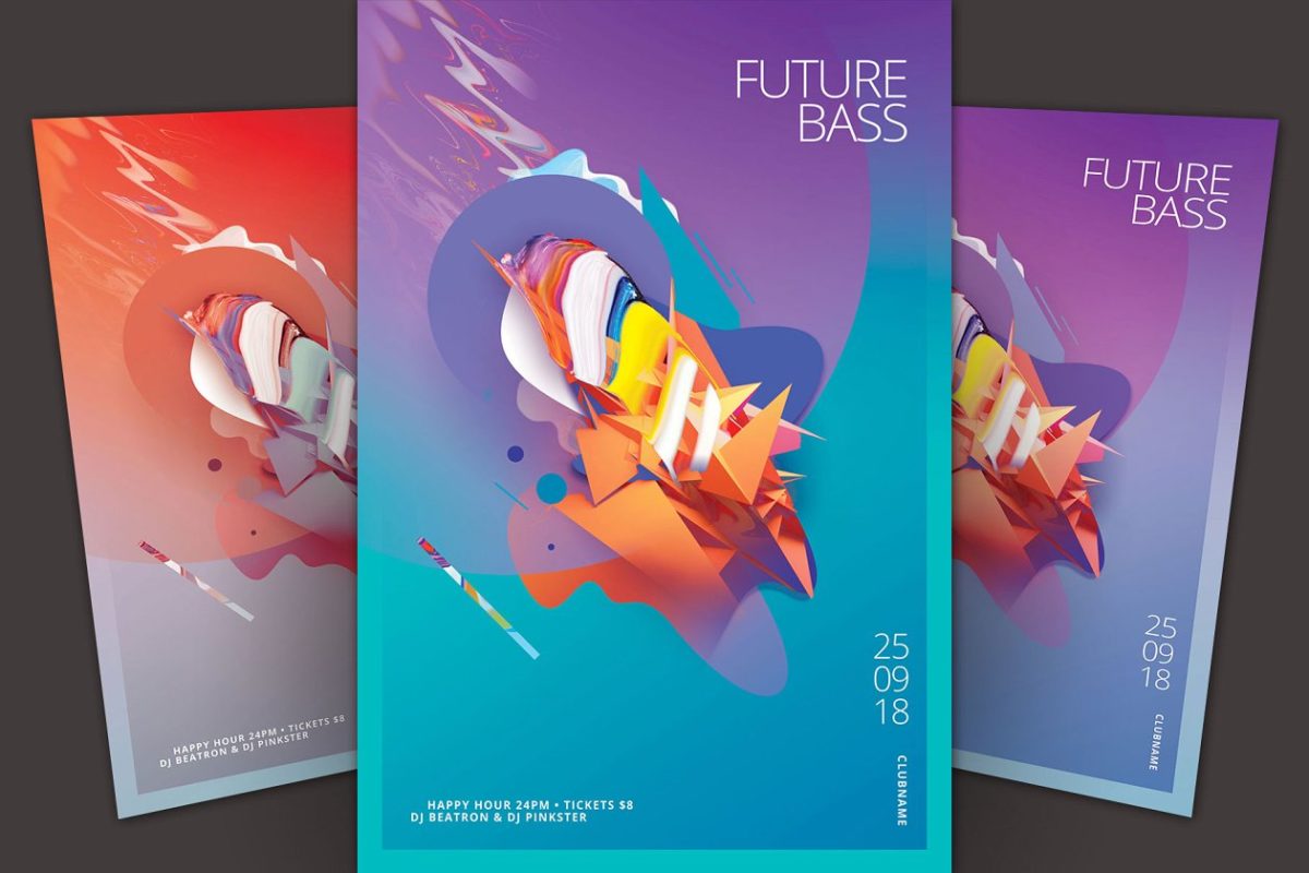 低音科幻未来海报模板 Future Bass Flyer Template