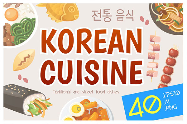 简约时尚可爱的韩国料理食物食品大集合