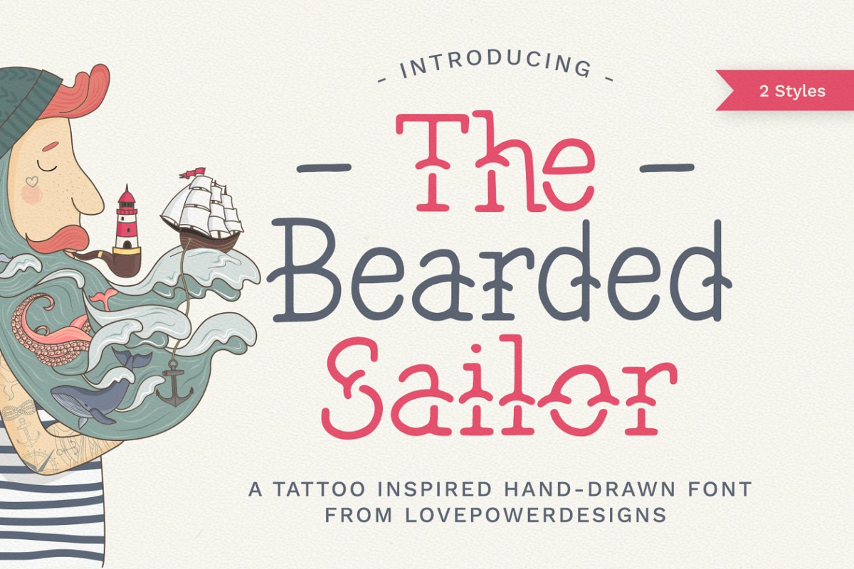 海洋水手纹身字体 The Bearded Sailor – Tattoo Font