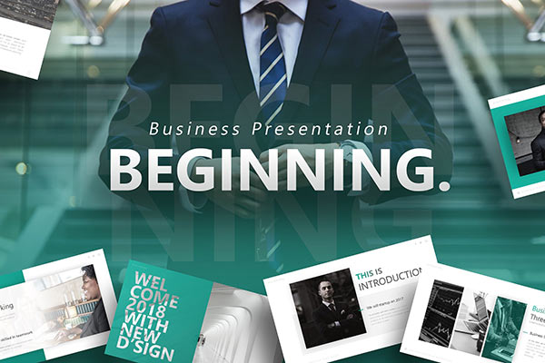 Beginning – Business Presentation极简主义商务演示的PPT模板下载[pptx]