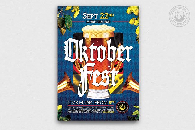 啤酒节海报模板 Oktoberfest Flyer PSD V13