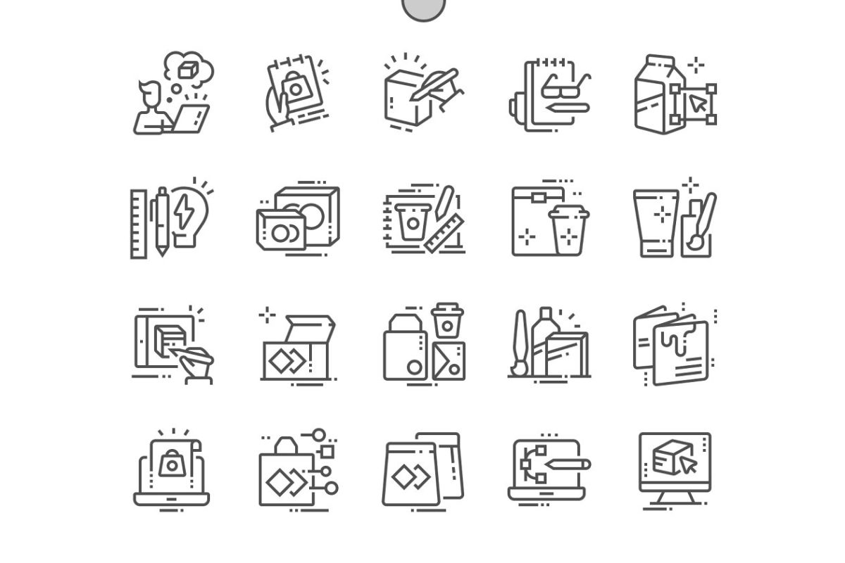 包装设计图标素材 Package design Line Icons