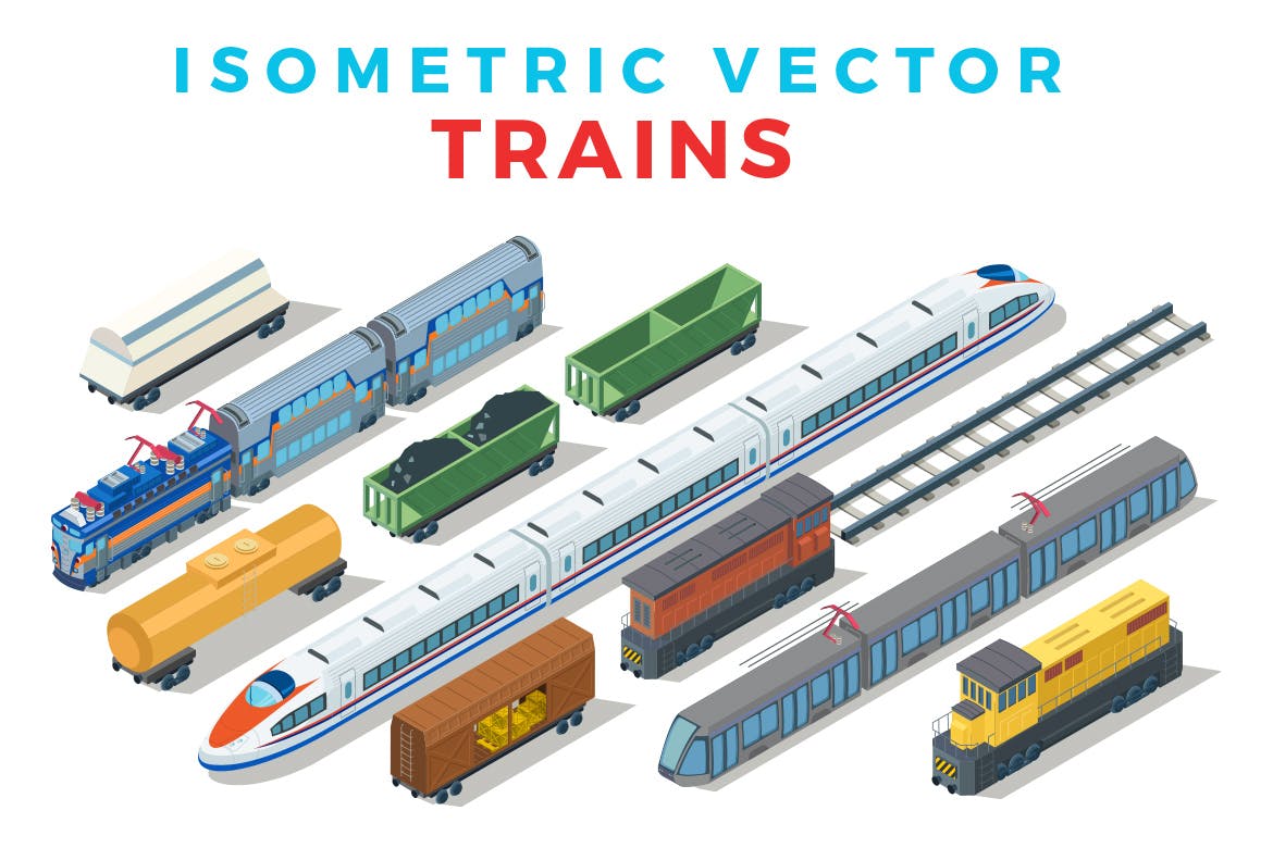 绝对稀有少见的2.5D等轴等距高铁动车火车地铁轻轨磁悬浮交通工具集合