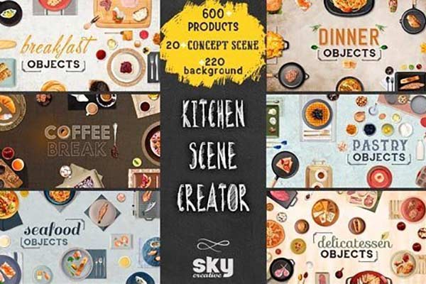 高品质的厨房场景生成器 Kitchen Scene Creator 3.68GB[psd]