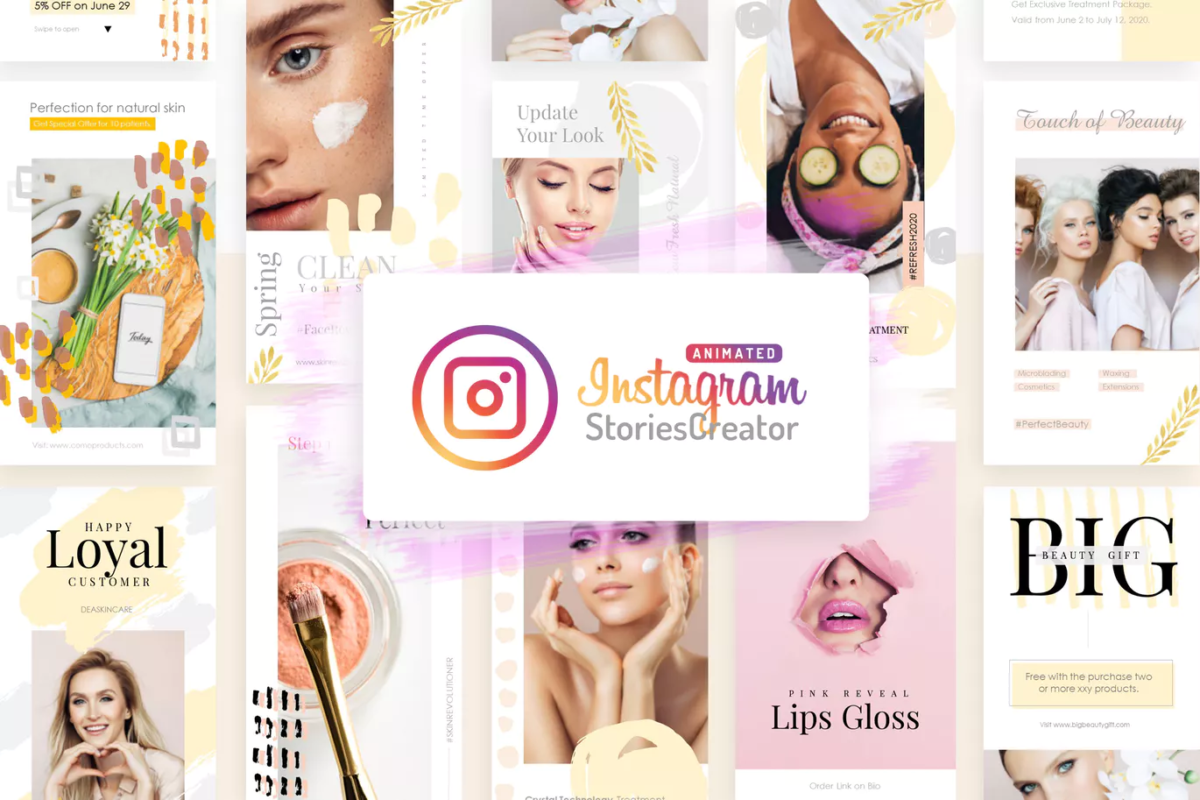 PPT | Instagram模板时尚美容护肤机构精彩动画