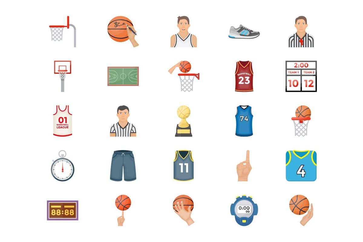 50个篮球矢量图标素材 50 Basketball Vector Icons