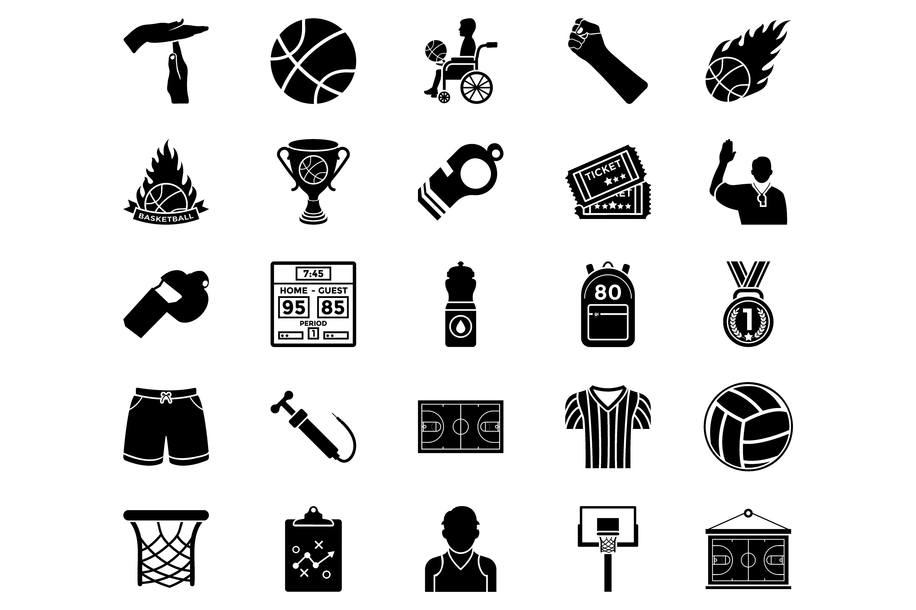 50个篮球矢量图标素材 50 basketball vector icons 云瑞设计