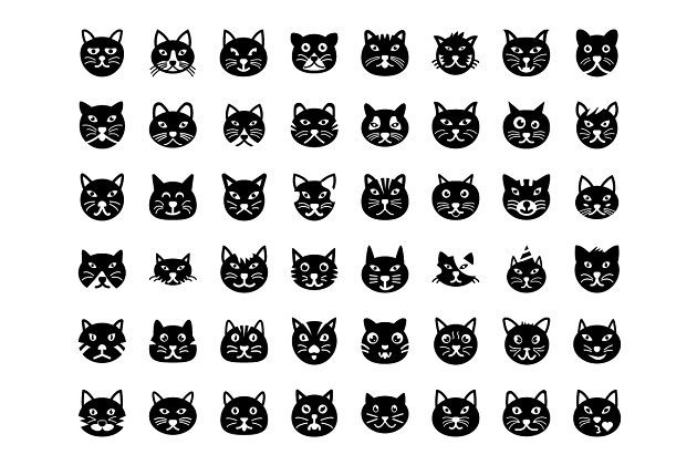 猫脸矢量图标 48 Cat Face Vector