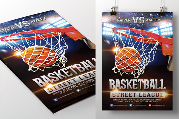 高品质的视觉冲击力非常强的NBA篮球比赛宣传海报传单DM设计模板